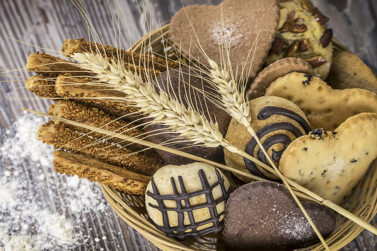 A variety of gluten-free cookies in a basket