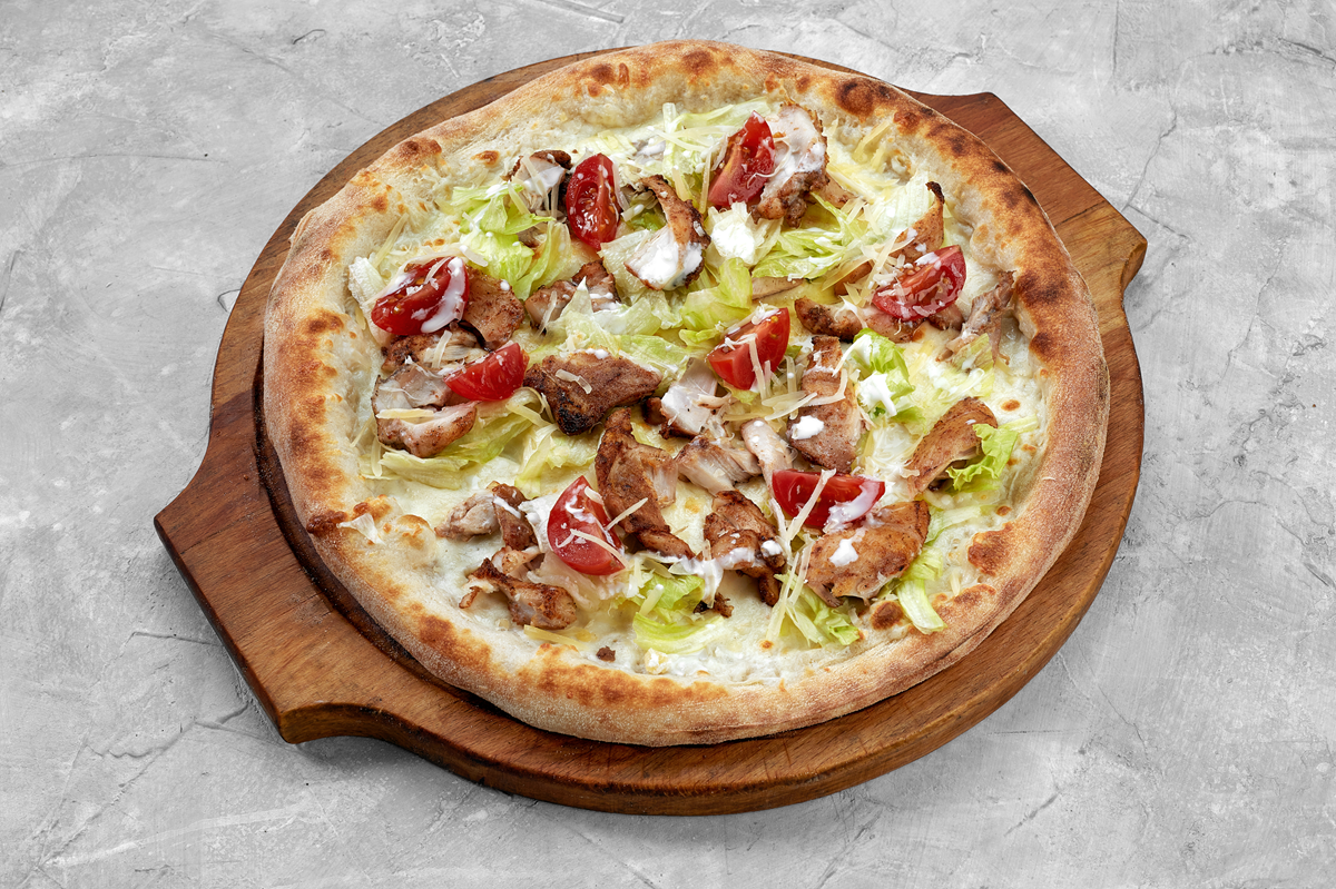 Chicken Crust Caesar Salad Pizza